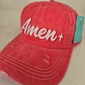 Distressed 'Amen' Embroidered Cap Ashlyn Rose NWT